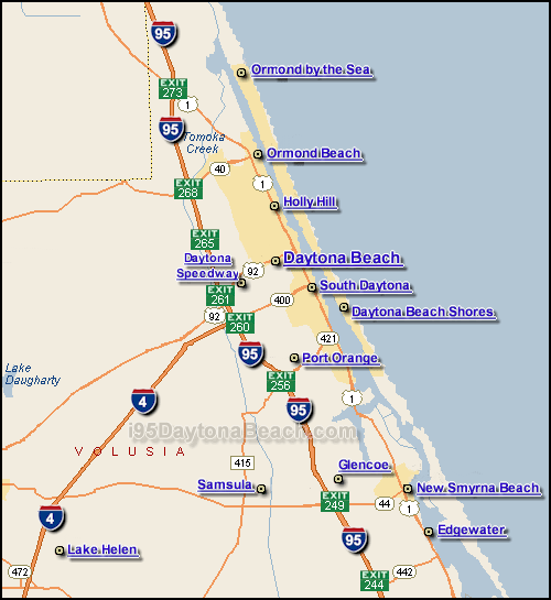 Interstate 95 Daytona Beach Map